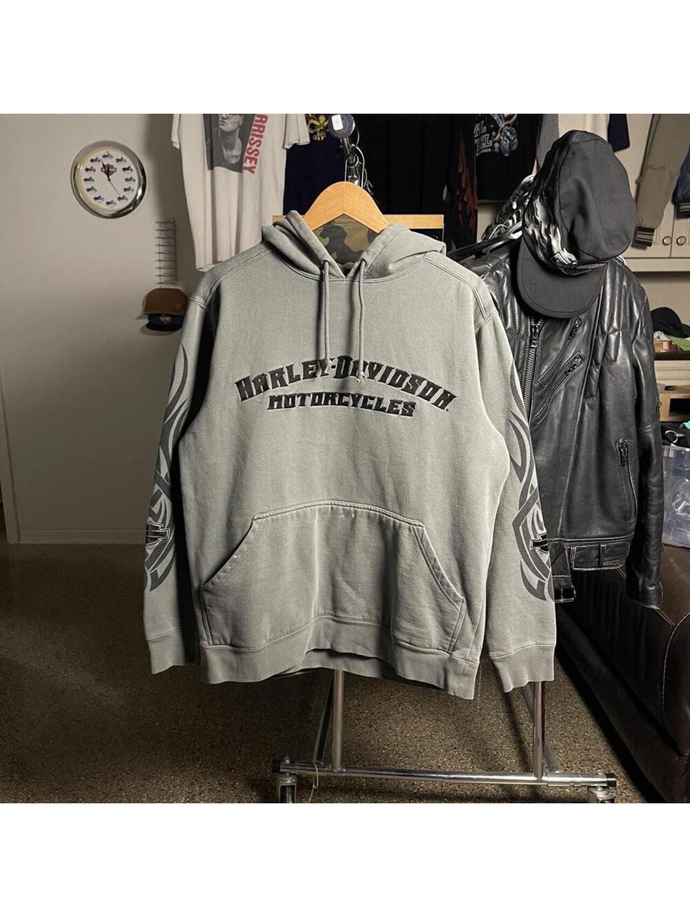Y2K Harley Davidson Tribal Tattoo Flame Hoodie